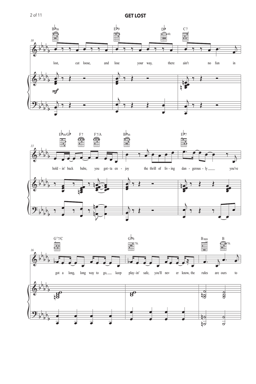 Get Lost Piano, Vocal scores gallery preview page 2