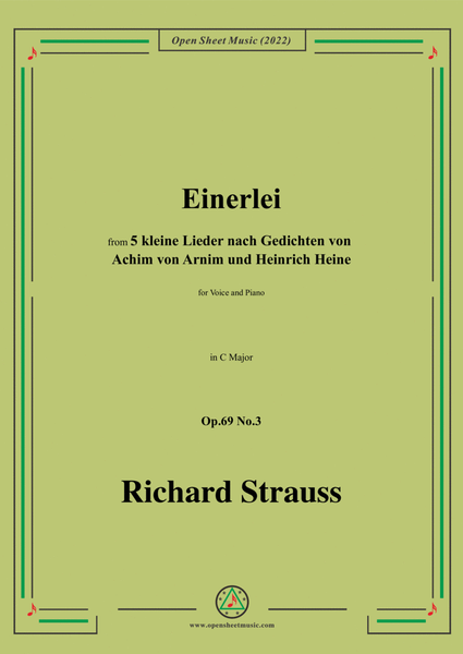 Richard Strauss-Einerlei,in C Major,Op.69 No.3,for Voice and Piano