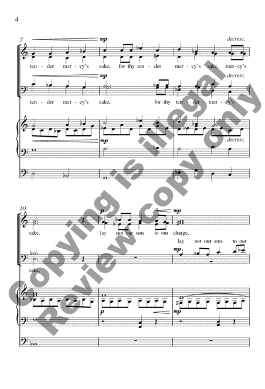 Lord, For Thy Tender Mercy's Sake 4-Part scores gallery preview page 11