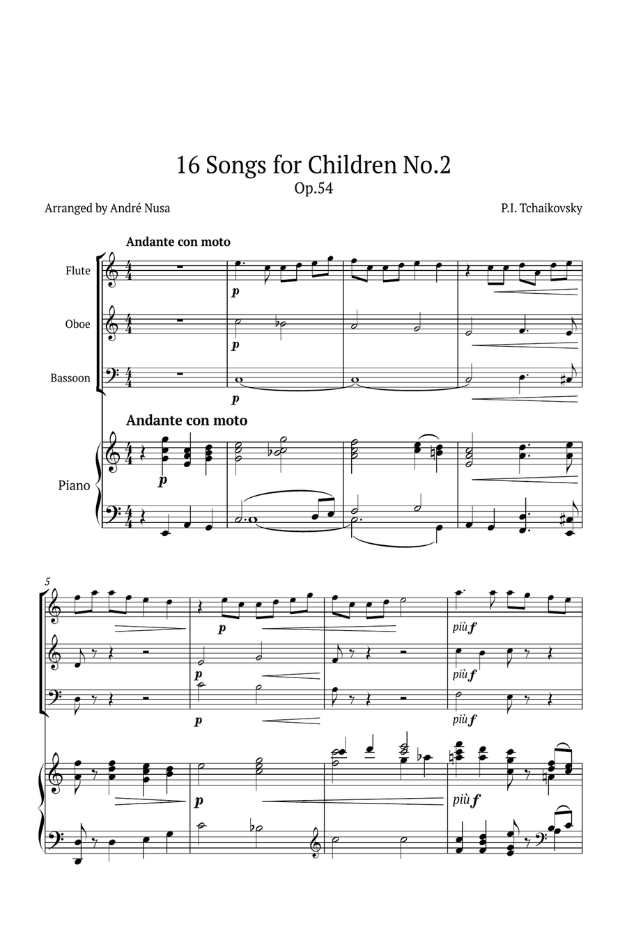 16 song for children No.2 Op.54 Small Ensemble scores gallery preview page 1