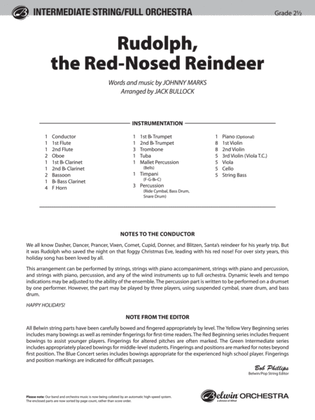 Book cover for Rudolph, the Red-Nosed Reindeer: Score