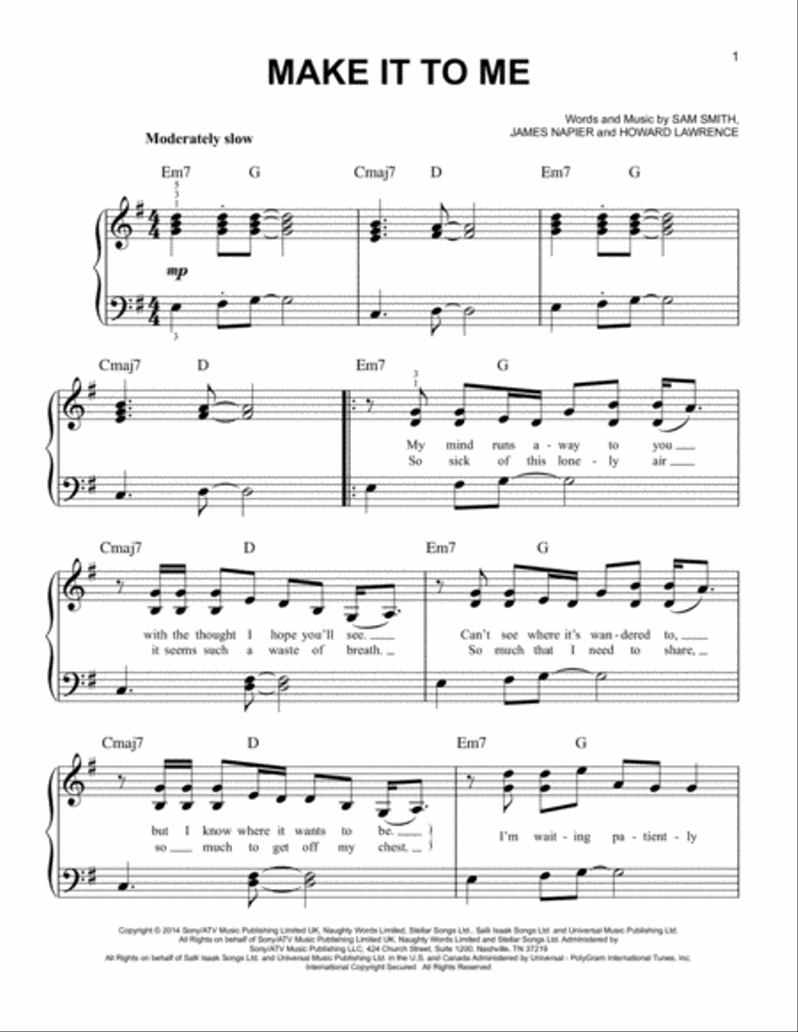 Make It To Me Easy Piano scores gallery preview page 1