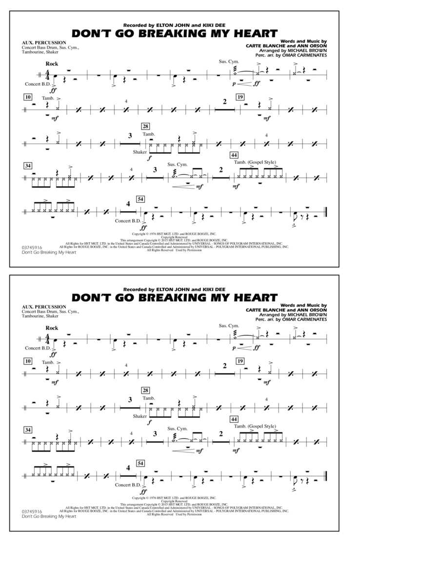 Don't Go Breaking My Heart - Aux Percussion