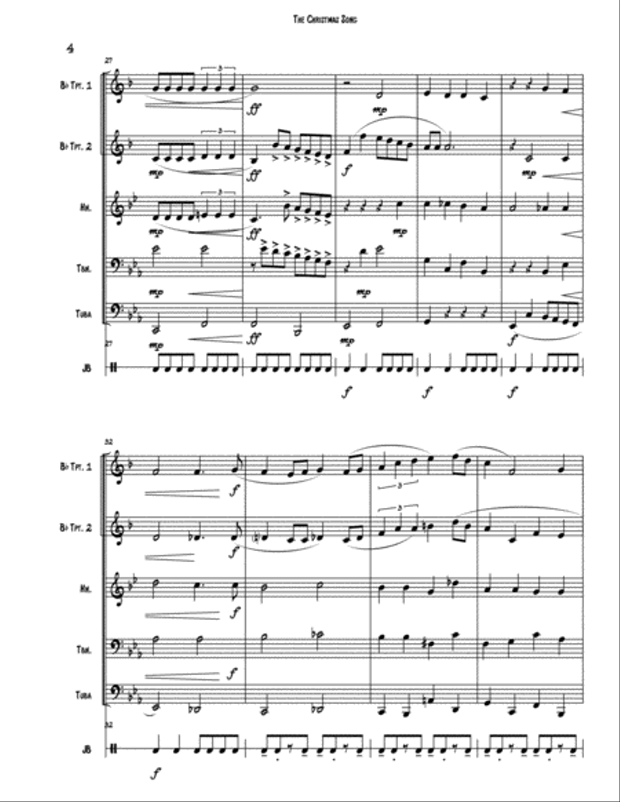 The Christmas Song (Chestnuts Roasting On An Open Fire) Brass Ensemble scores gallery preview page 5