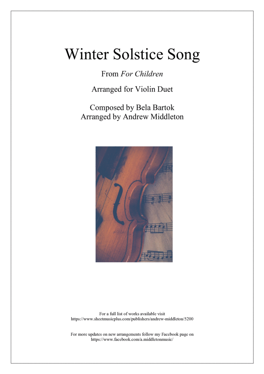 Winter Solstice Song arranged for Violin Duet image number null