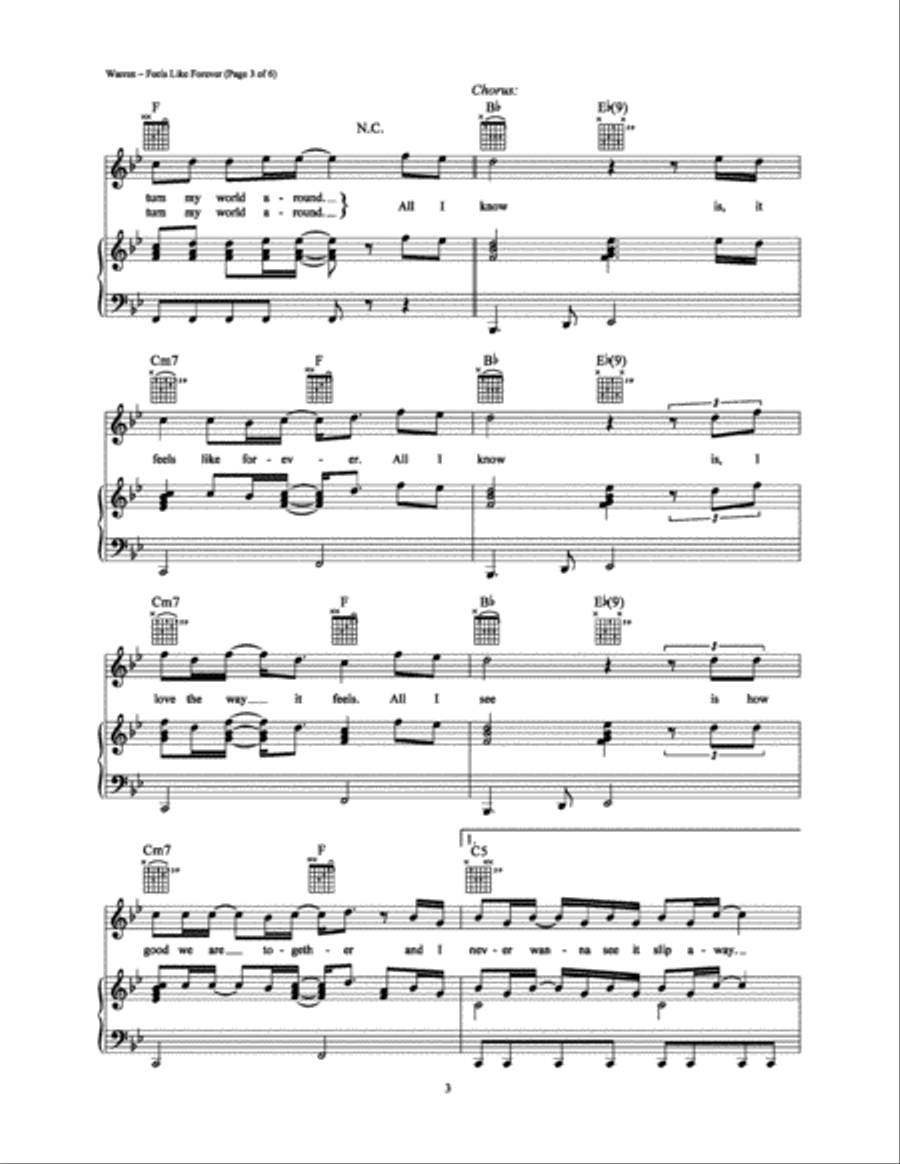Feels Like Forever Piano, Vocal, Guitar scores gallery preview page 3