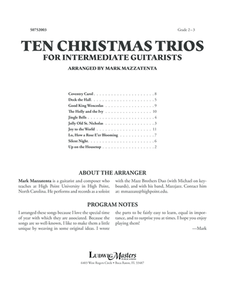 Ten Christmas Trios for Intermediate Guitarists
