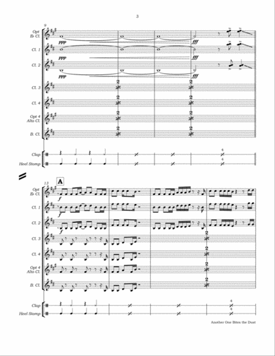 Another One Bites The Dust Clarinet Choir scores gallery preview page 6