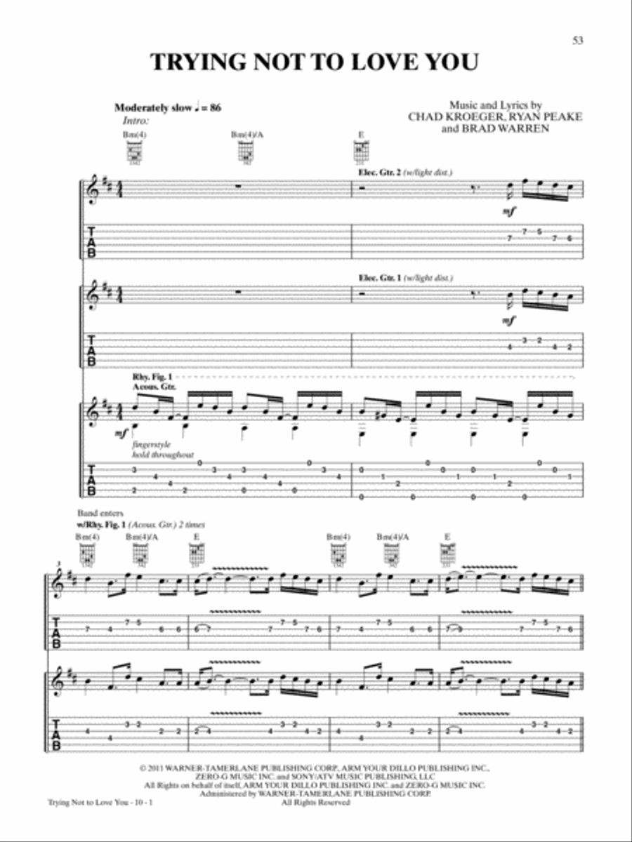 Trying Not to Love You Guitar Tablature scores gallery preview page 1