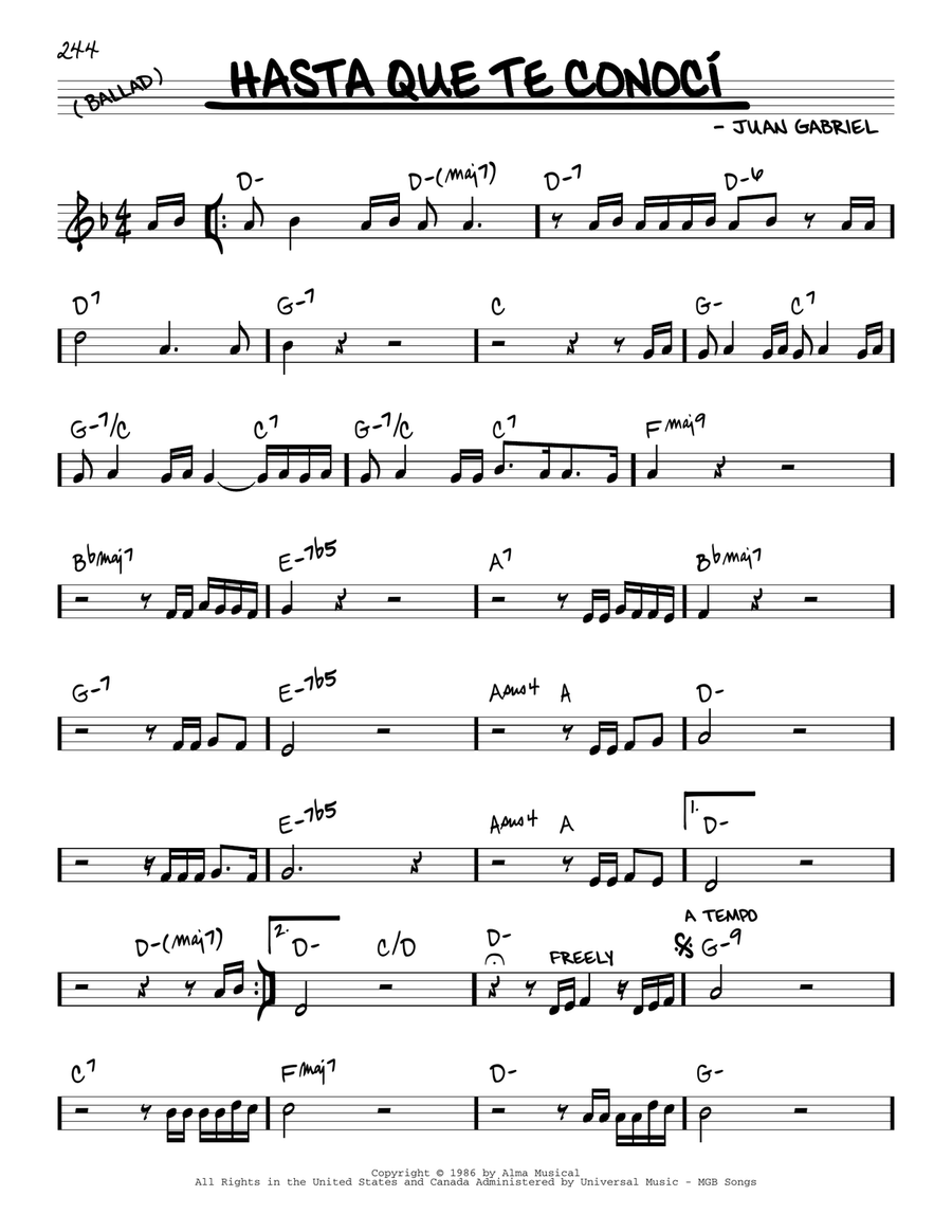 Hasta que te conoci Piano scores gallery preview page 1