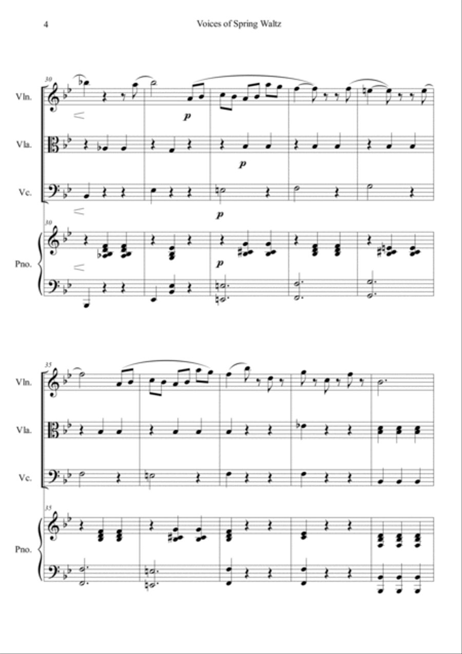 Voice of Spring Waltz Piano Quartet scores gallery preview page 4