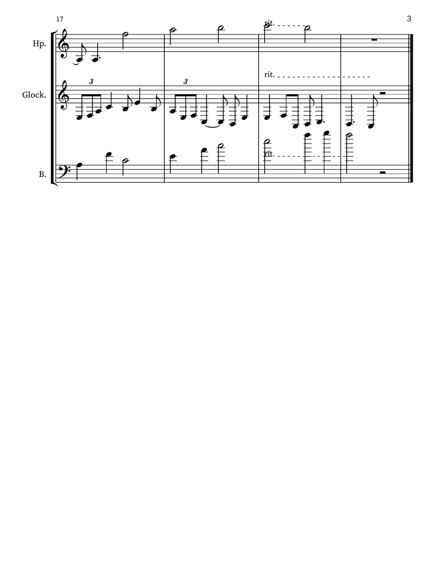 Z 216 for Harp, Glockenspiel & Upright Bass Double Bass scores gallery preview page 3
