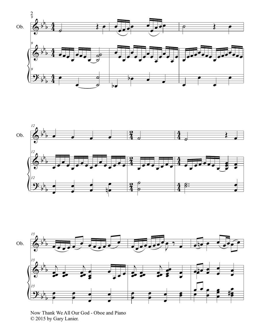 NOW THANK WE ALL OUR GOD (Duet – Oboe and Piano/Score and Parts) Woodwind Duet scores gallery preview page 3