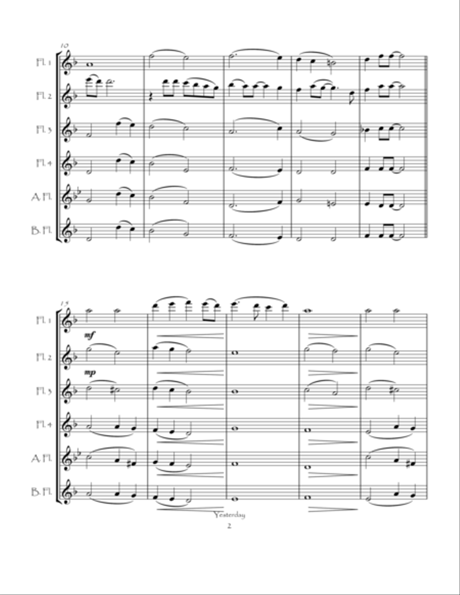 Yesterday Flute Choir scores gallery preview page 5