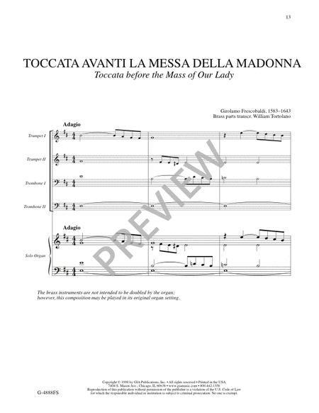 Three Toccatas from "Fiori Musicali"
