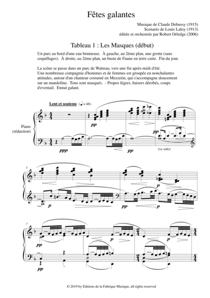 Claude Debussy: Fêtes Galantes for solo piano, completed by Robert Orledge