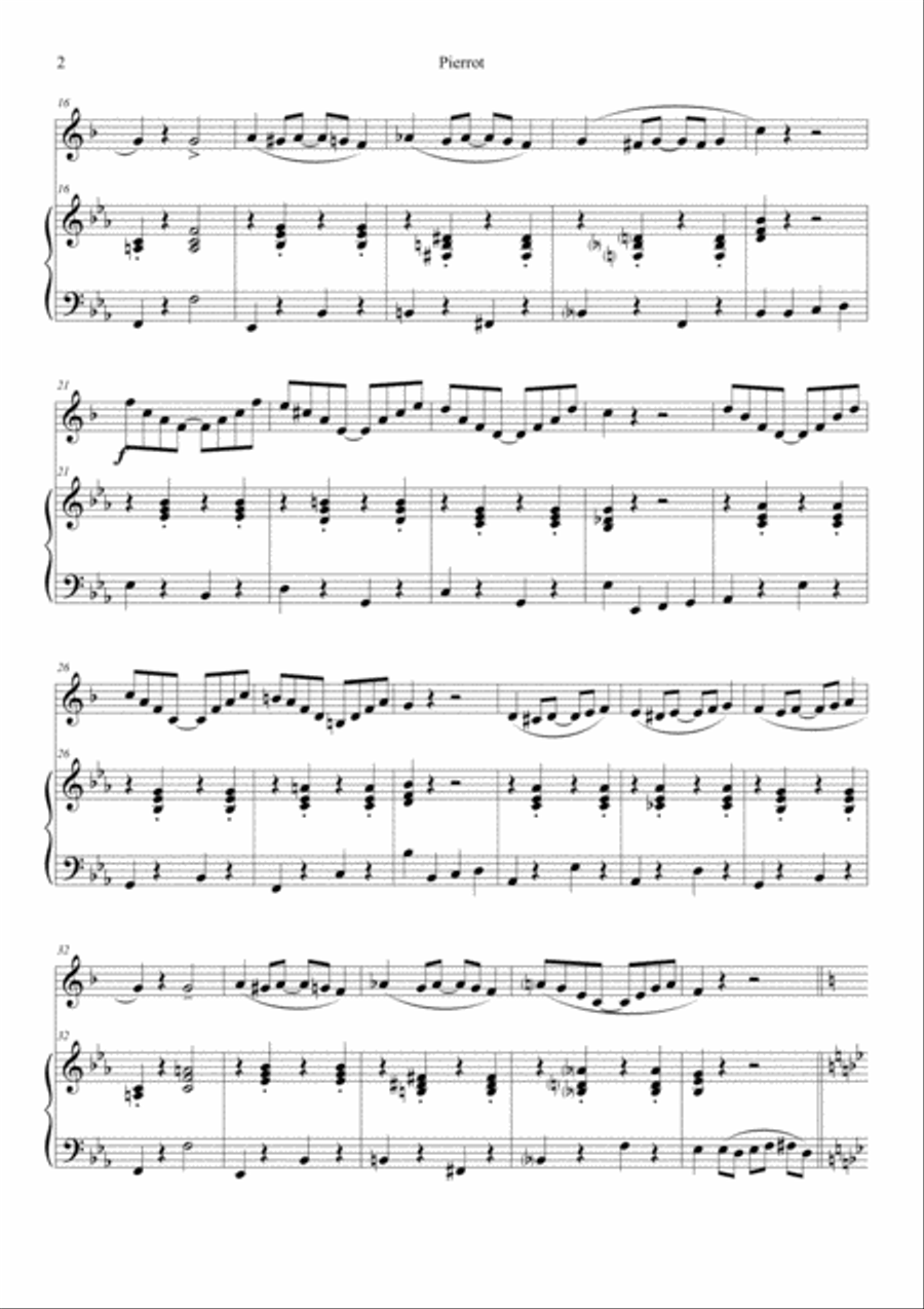 Pierrot (The London Rag) for Clarinet and Piano Clarinet Solo scores gallery preview page 2