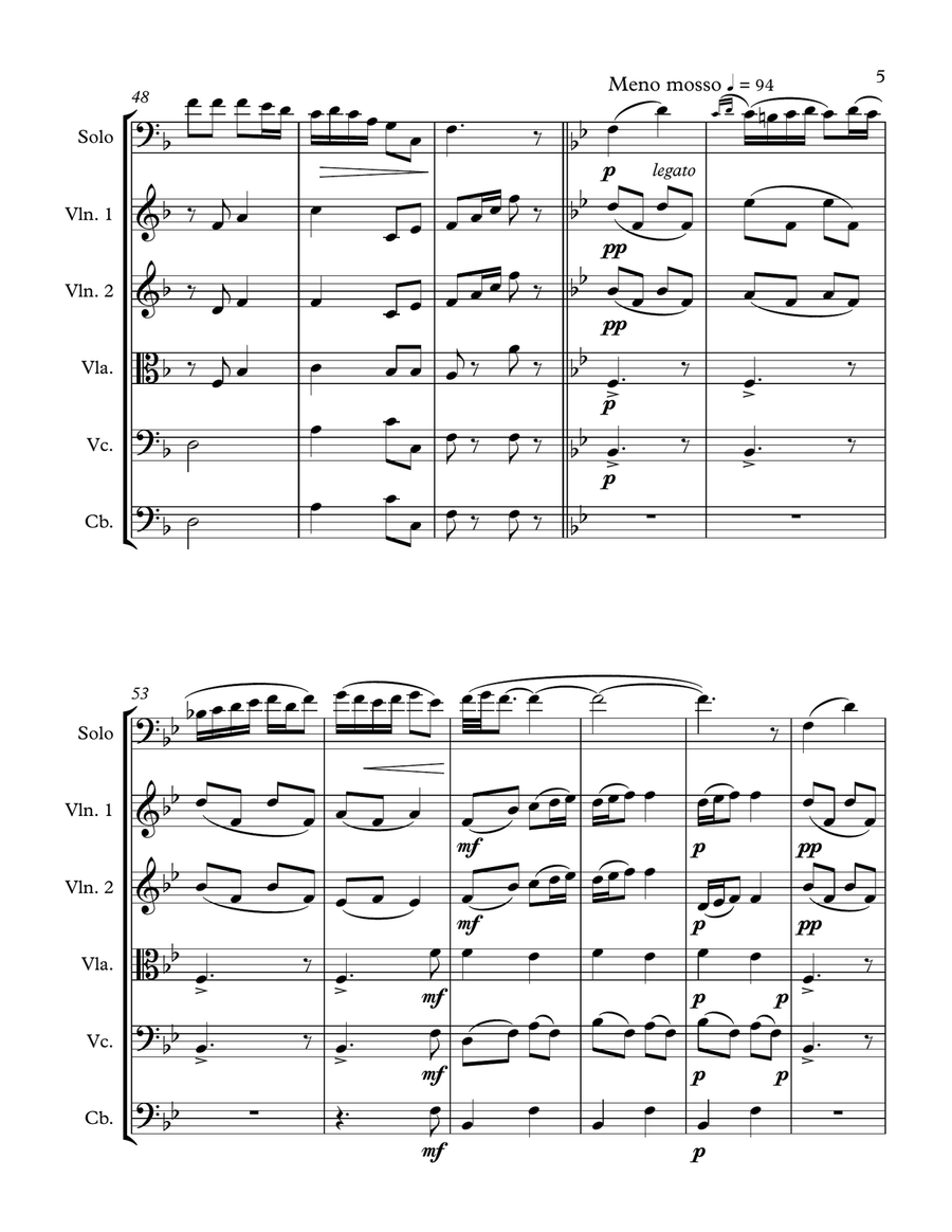 Danse Rustique, Op. 20, No. 5 for String Orchestra and Solo Cello (score and parts) String Orchestra scores gallery preview page 5
