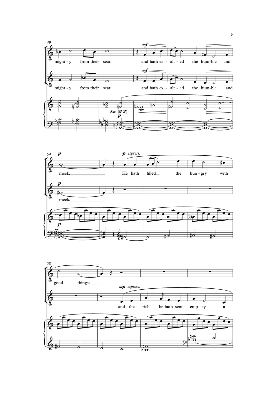 Essex Service (Magnificat and Nunc Dimittis) version for two-part voices (SA or TB) and organ TB scores gallery preview page 5