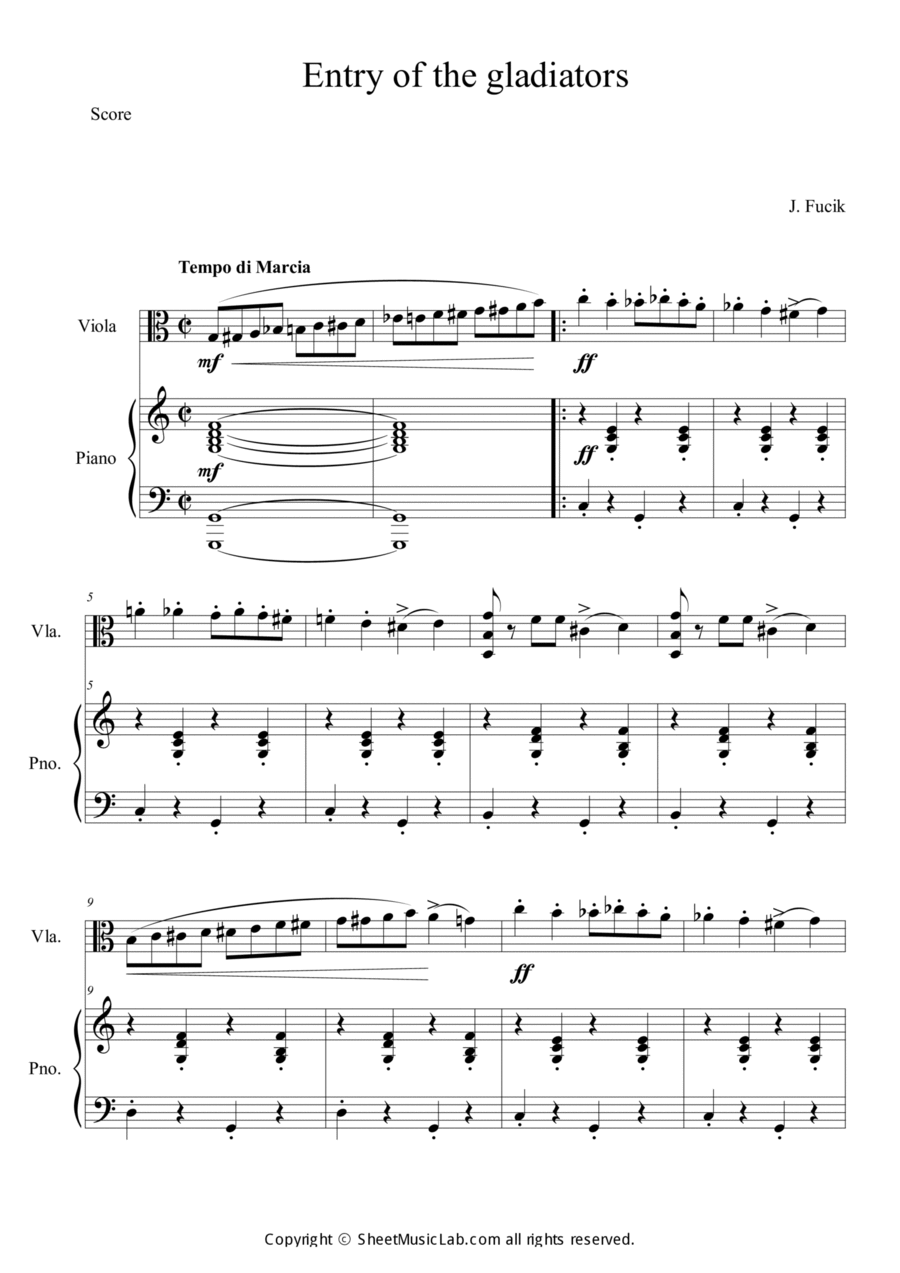 Entry of the Gladiators Viola scores gallery preview page 1