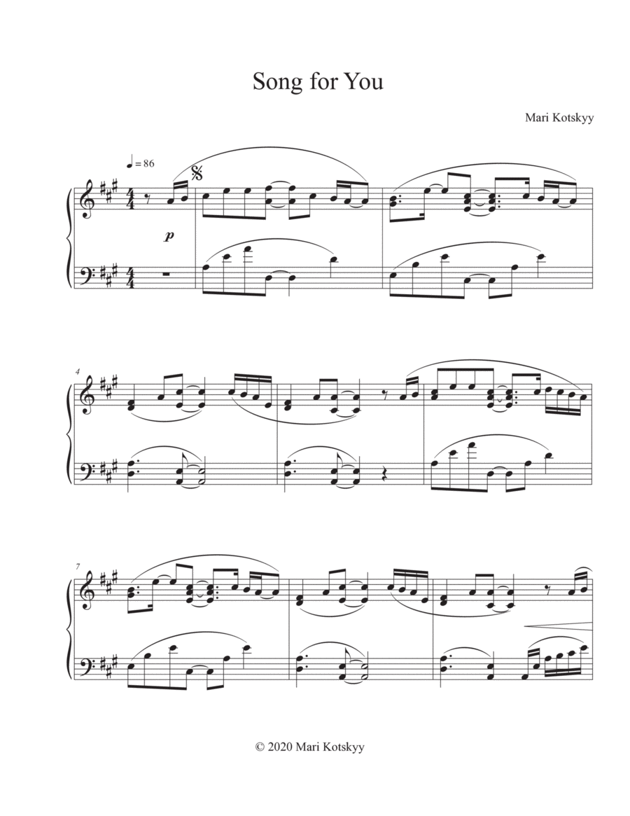 Song for You Piano Solo scores gallery preview page 1