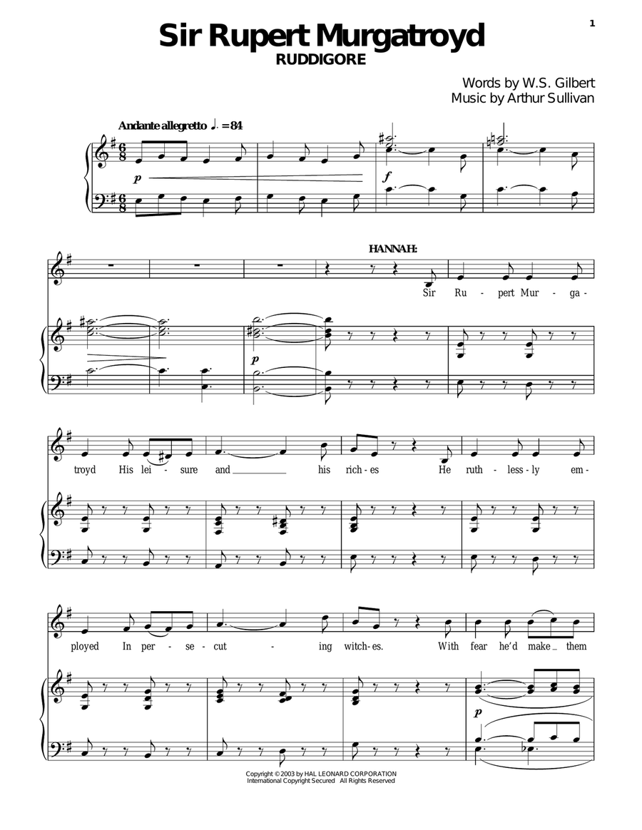 Sir Rupert Murgatroyd Piano Solo scores gallery preview page 1
