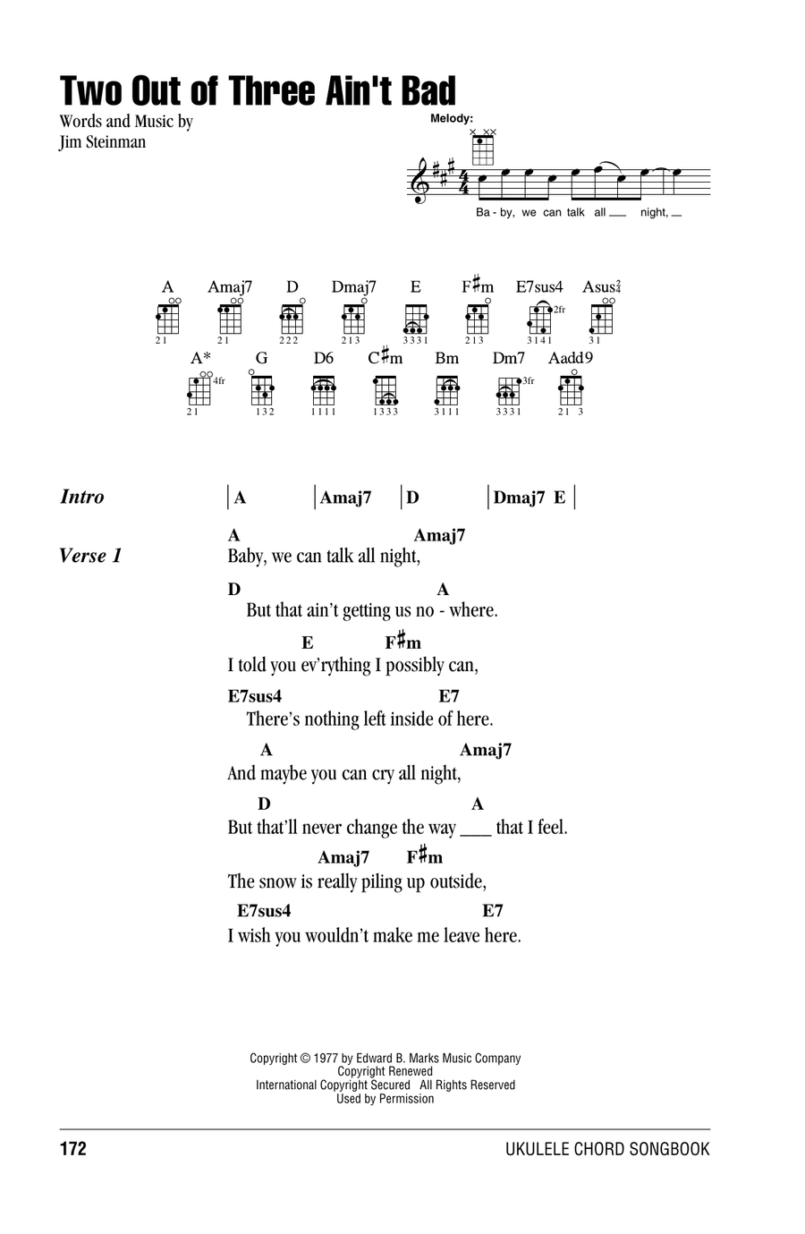 Two Out Of Three Ain't Bad Ukulele scores gallery preview page 1