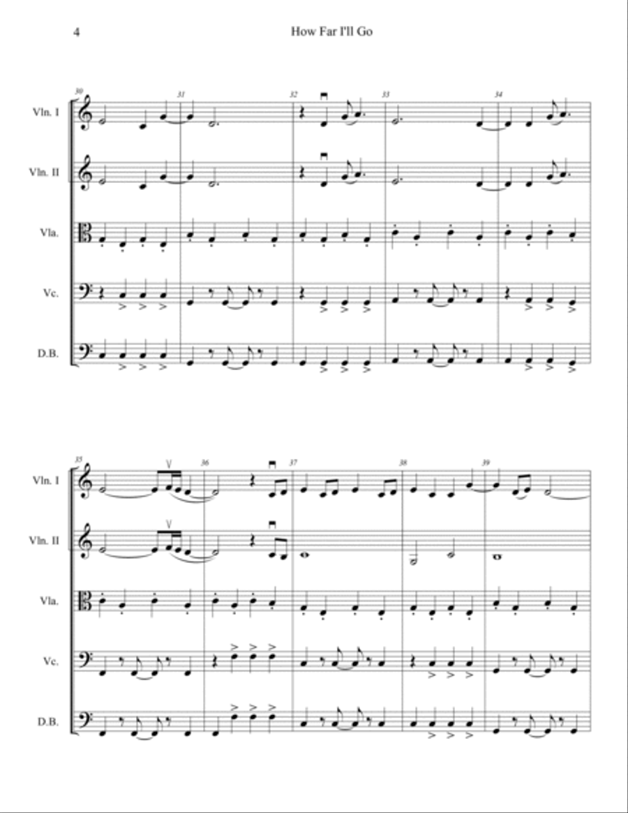 How Far I'll Go Score and Parts scores gallery preview page 4