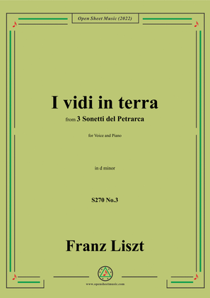 Book cover for Liszt-I vidi in terra,S270 No.3,from 3 Sonetti del Petrarca,in d minor