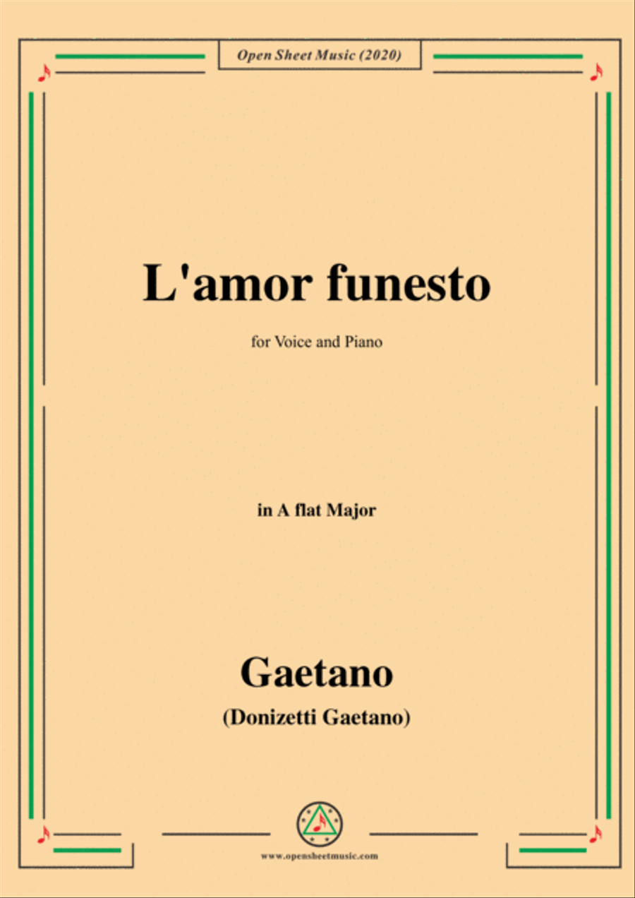 Donizetti-L'amor funesto,in A flat Major,for Voice and Piano Voice Solo scores gallery preview page 1