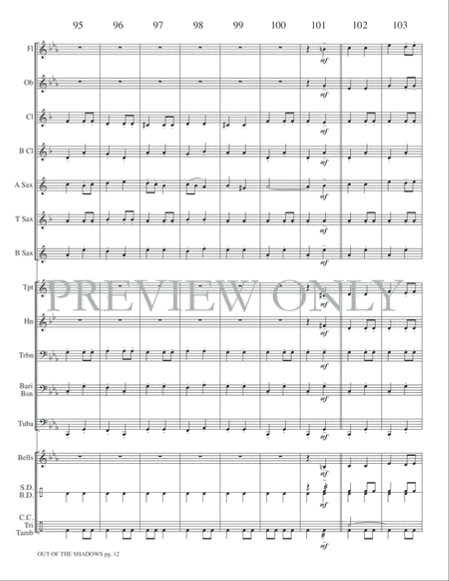 Out of the Shadows Concert Band scores gallery preview page 15