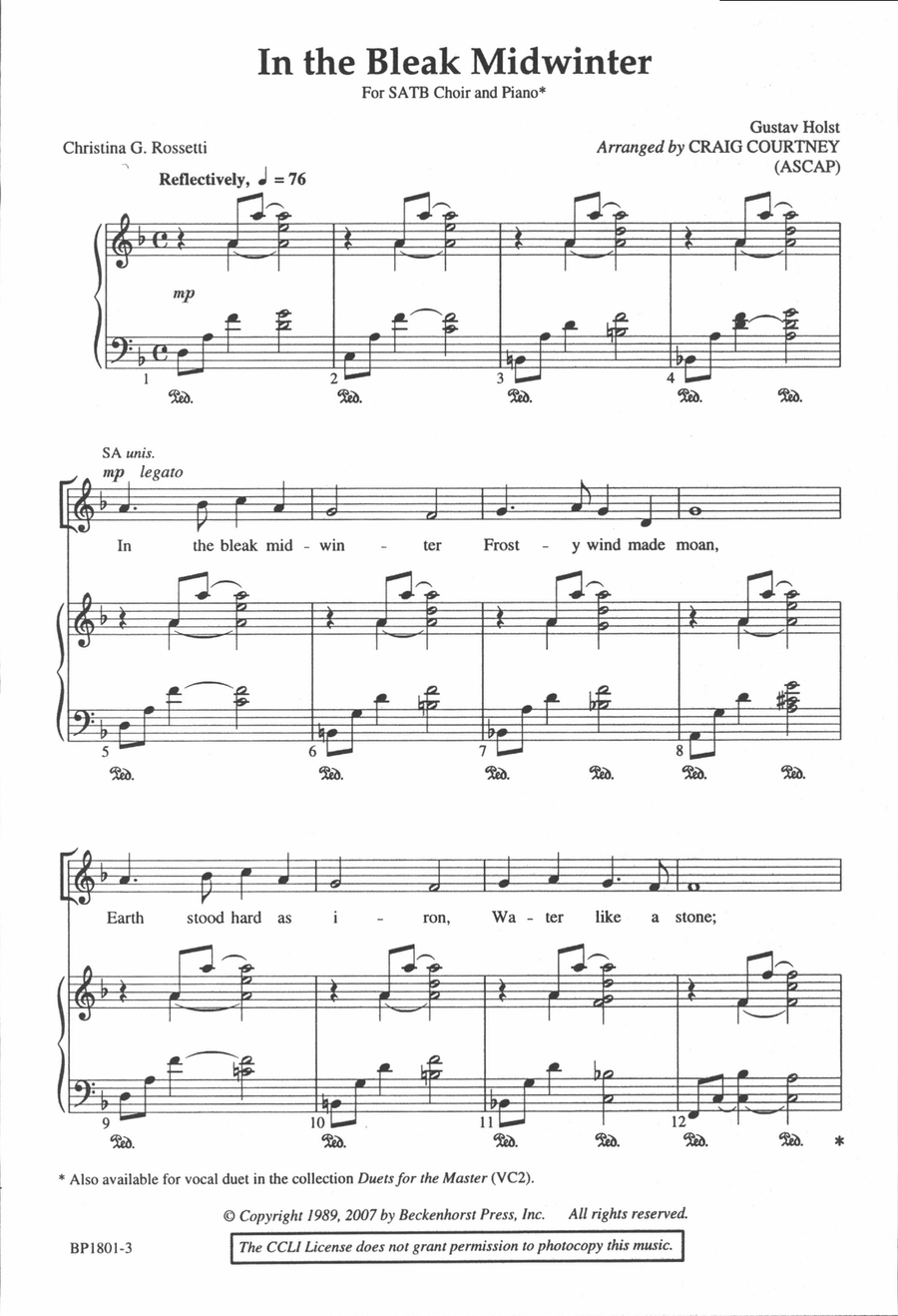 In the Bleak Midwinter 4-Part scores gallery preview page 2
