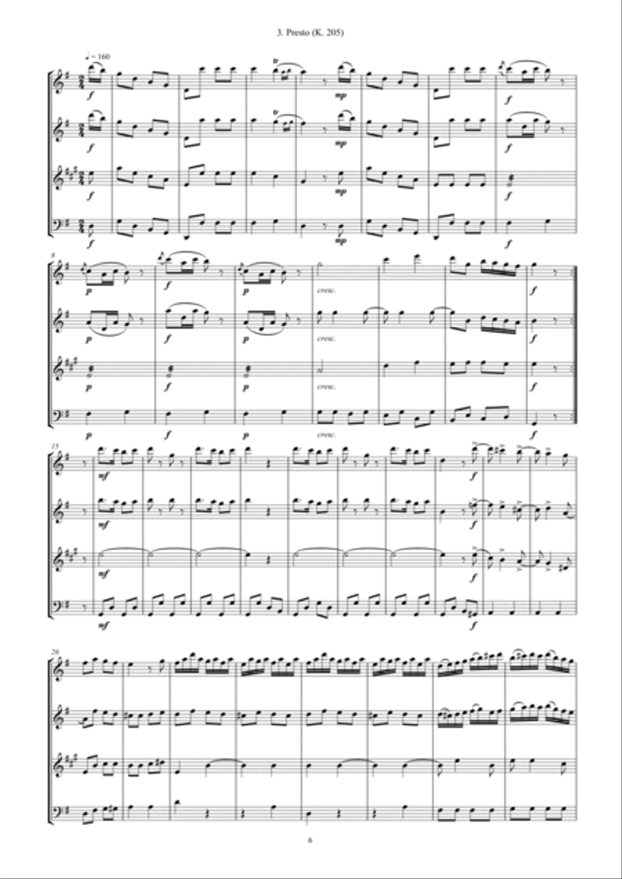 Mozart Divertimento in C arr. Woodwind Quartet Woodwind Quartet scores gallery preview page 6