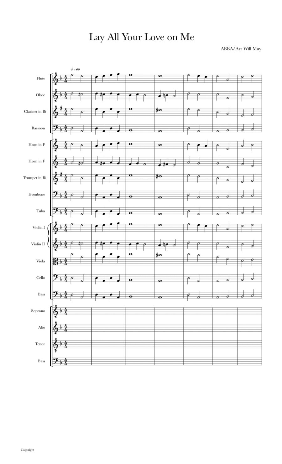 Lay All Your Love On Me Chamber Music scores gallery preview page 1