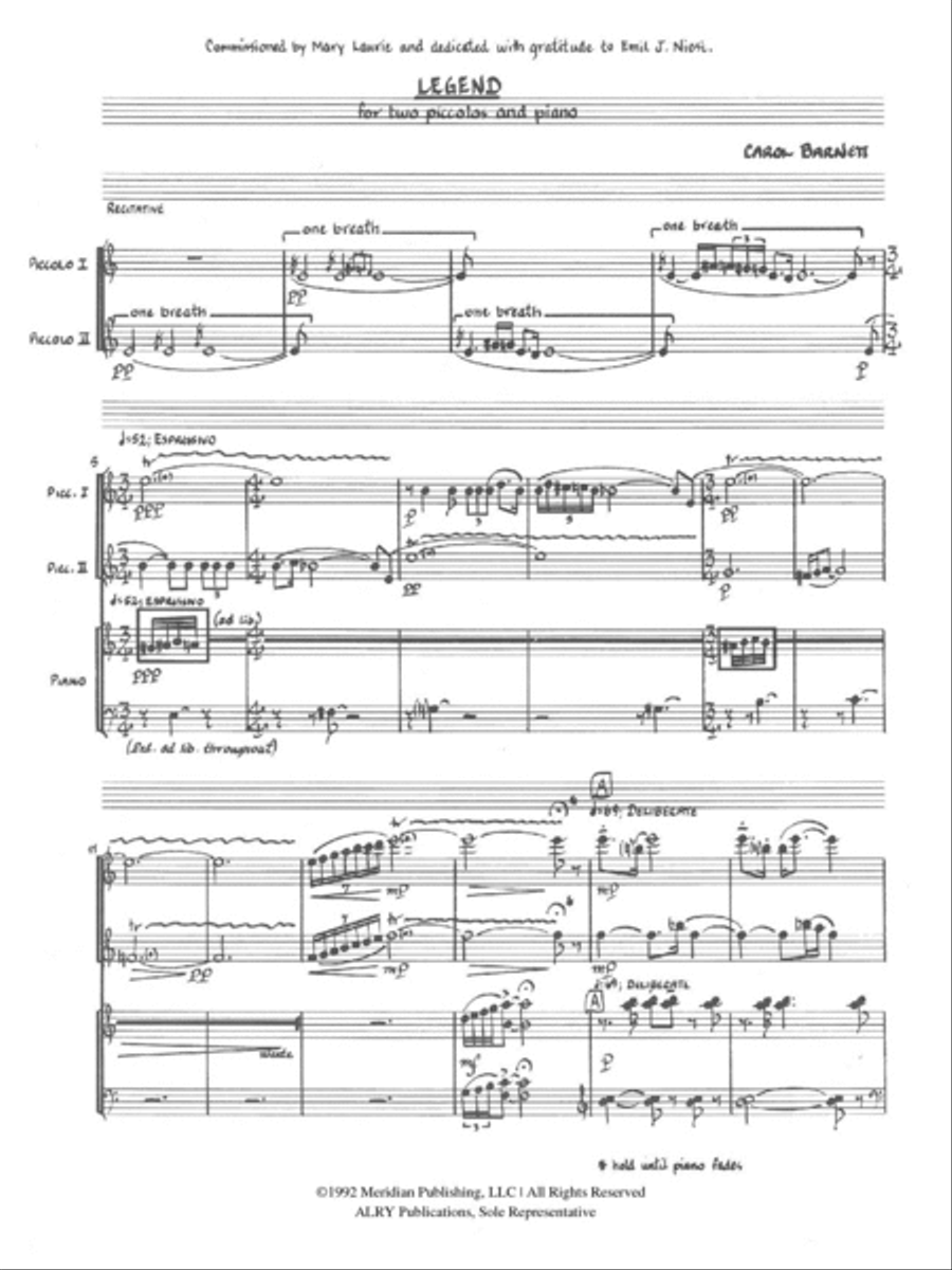 Legend for Two Piccolos and Piano Piccolo scores gallery preview page 2
