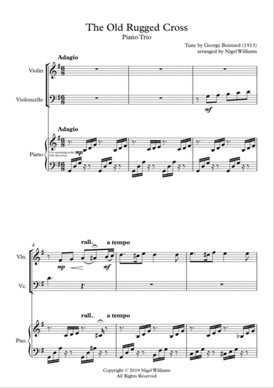 The Old Rugged Cross, for Piano Trio Piano Trio scores gallery preview page 1