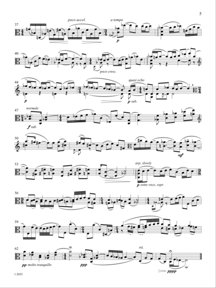 Three Pieces in Memory of Louis Calabro Viola Solo scores gallery preview page 5