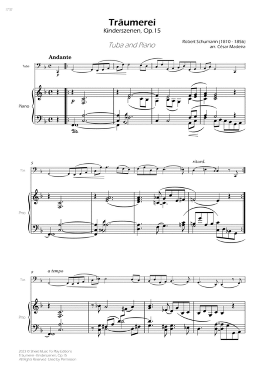 Traumerei by Schumann - Tuba and Piano (Full Score and Parts) image number null