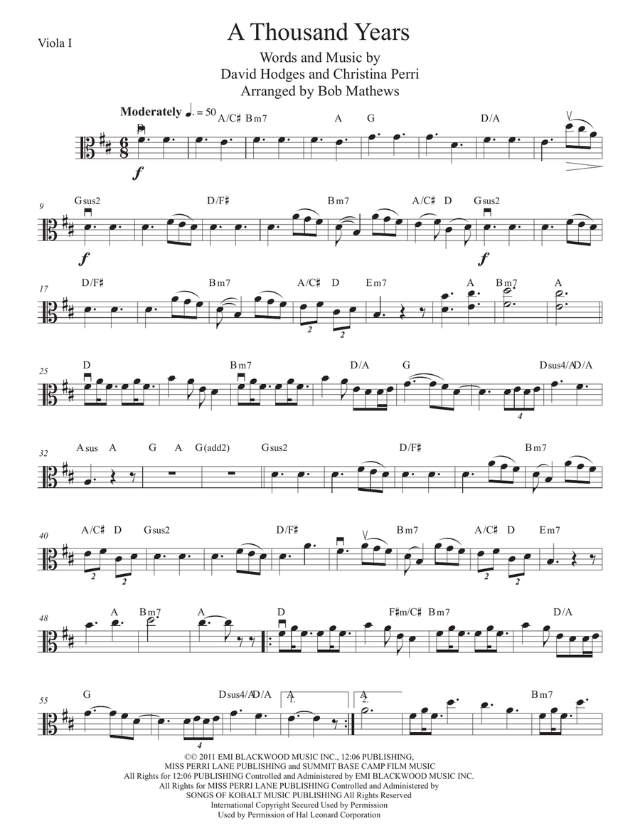 A Thousand Years A Thousand Years Viola Solo scores gallery preview page 1