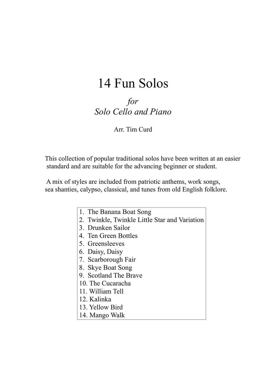 14 Fun Solos for Cello and Piano Piano scores gallery preview page 2