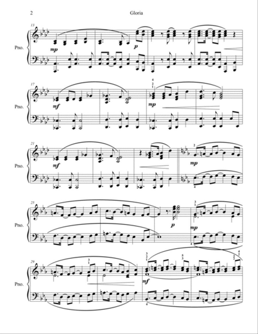 Gloria Piano Solo scores gallery preview page 3