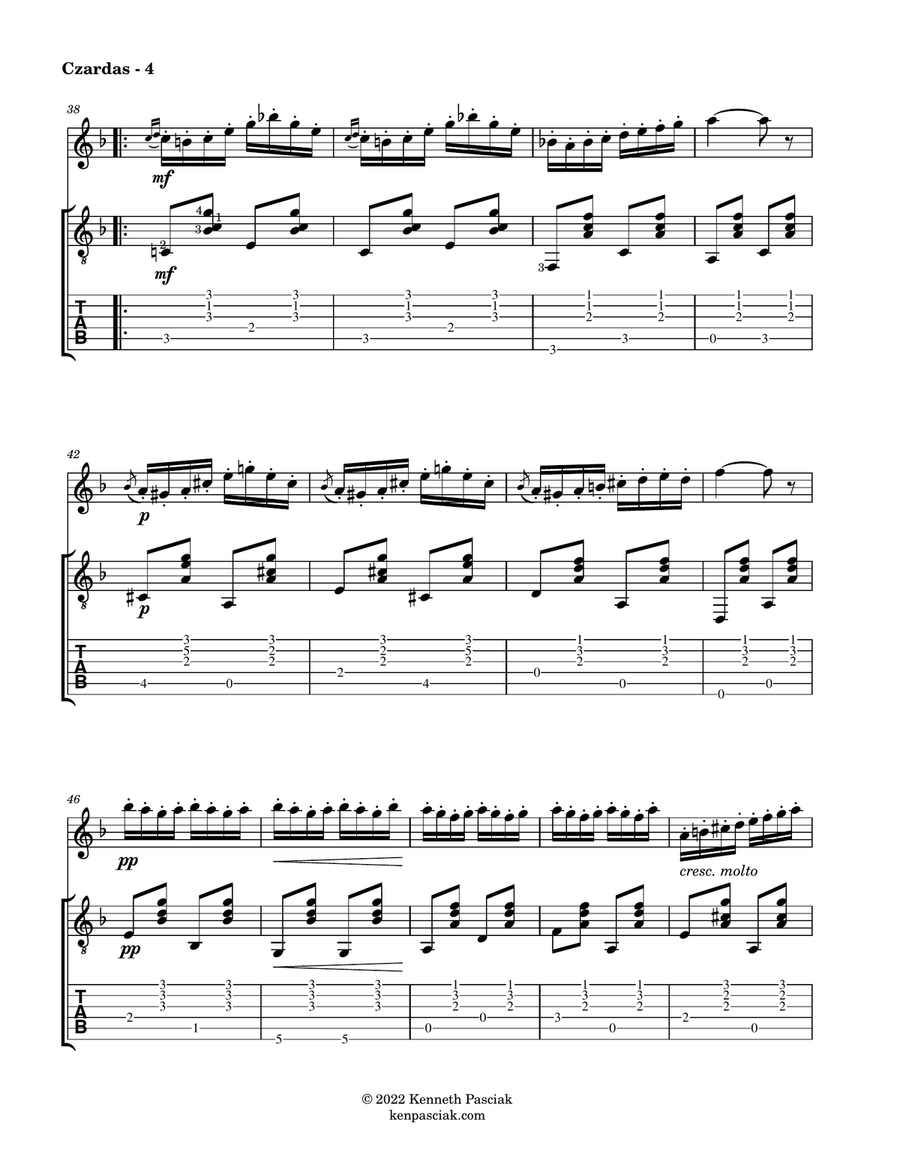 Czardas (for Violin and Guitar) String Duet scores gallery preview page 6