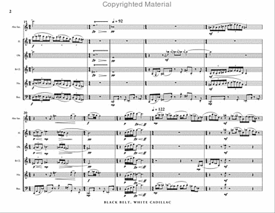 Black Belt, White Cadillac (score & parts) Woodwind Quintet scores gallery preview page 3