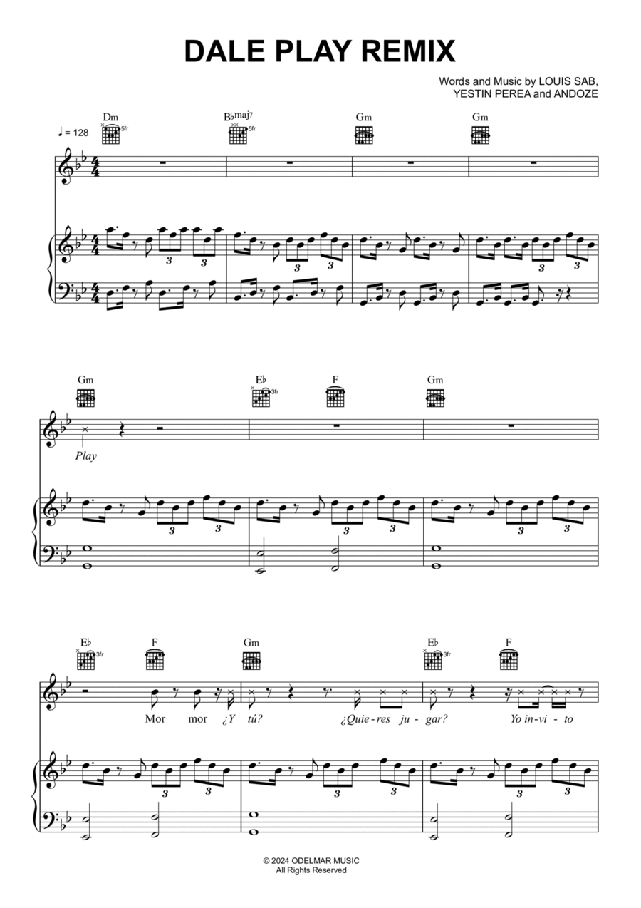 Dale Play Remix Dale Play Remix Piano, Vocal, Guitar scores gallery preview page 1