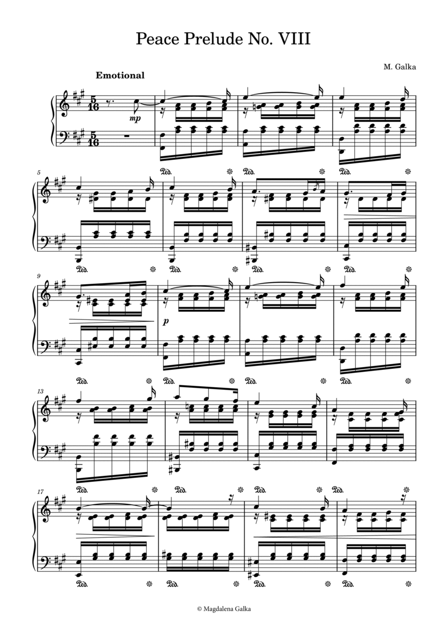 Peace Prelude No. VIII Nr. 8 in F-Sharp minor Emotional Piano Solo scores gallery preview page 1