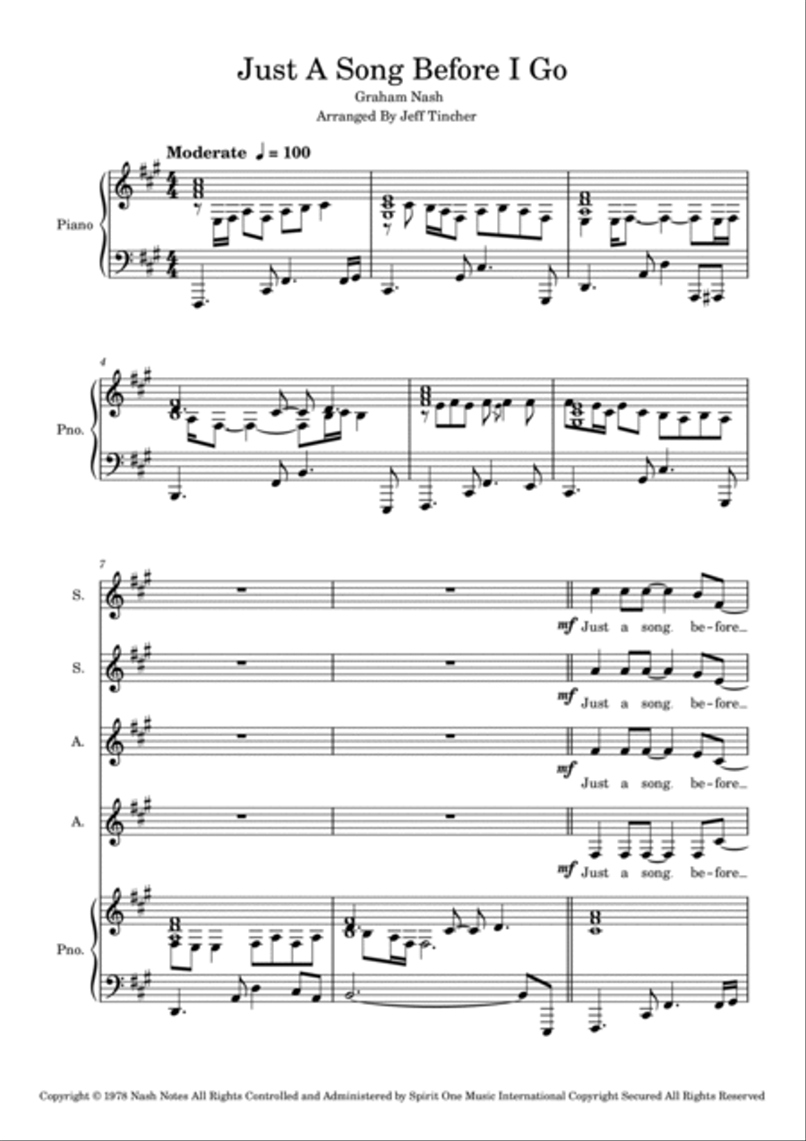 Just A Song Before I Go SSAA scores gallery preview page 2