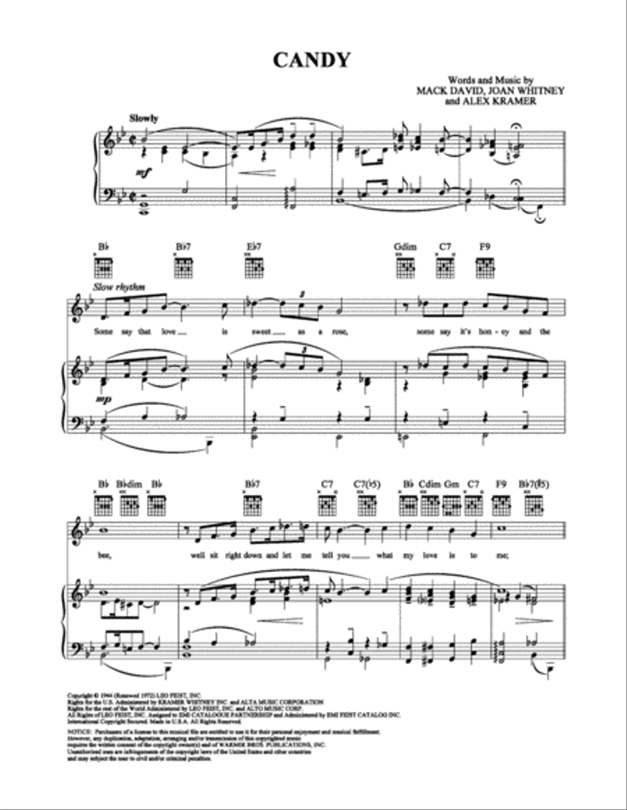 Candy Piano, Vocal, Guitar scores gallery preview page 1