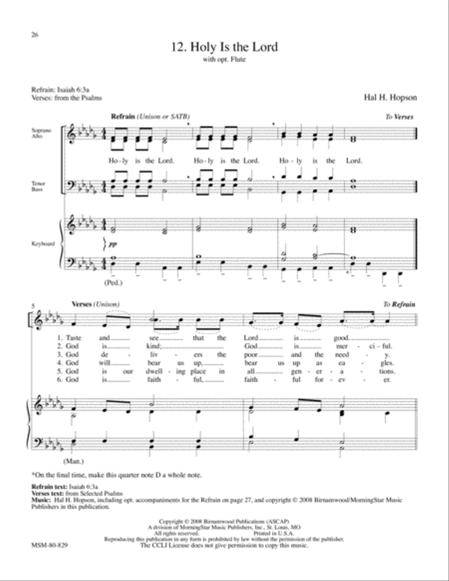 Holy Is the Lord 4-Part scores gallery preview page 1