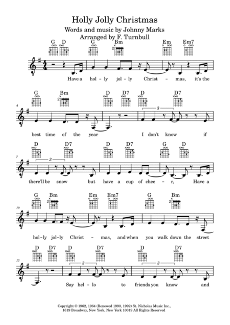 A Holly Jolly Christmas Piano, Vocal, Guitar scores gallery preview page 2
