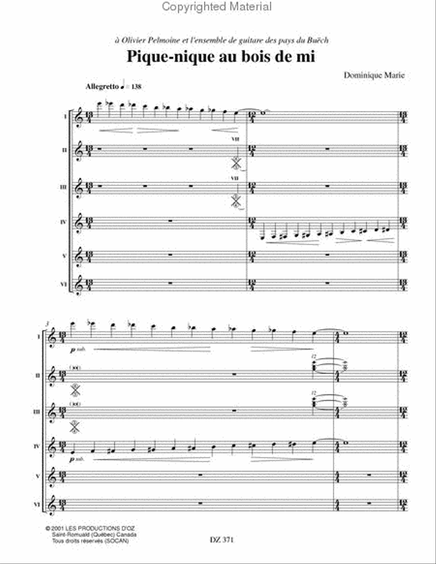 Pique-nique au bois de mi Guitar Ensemble scores gallery preview page 2
